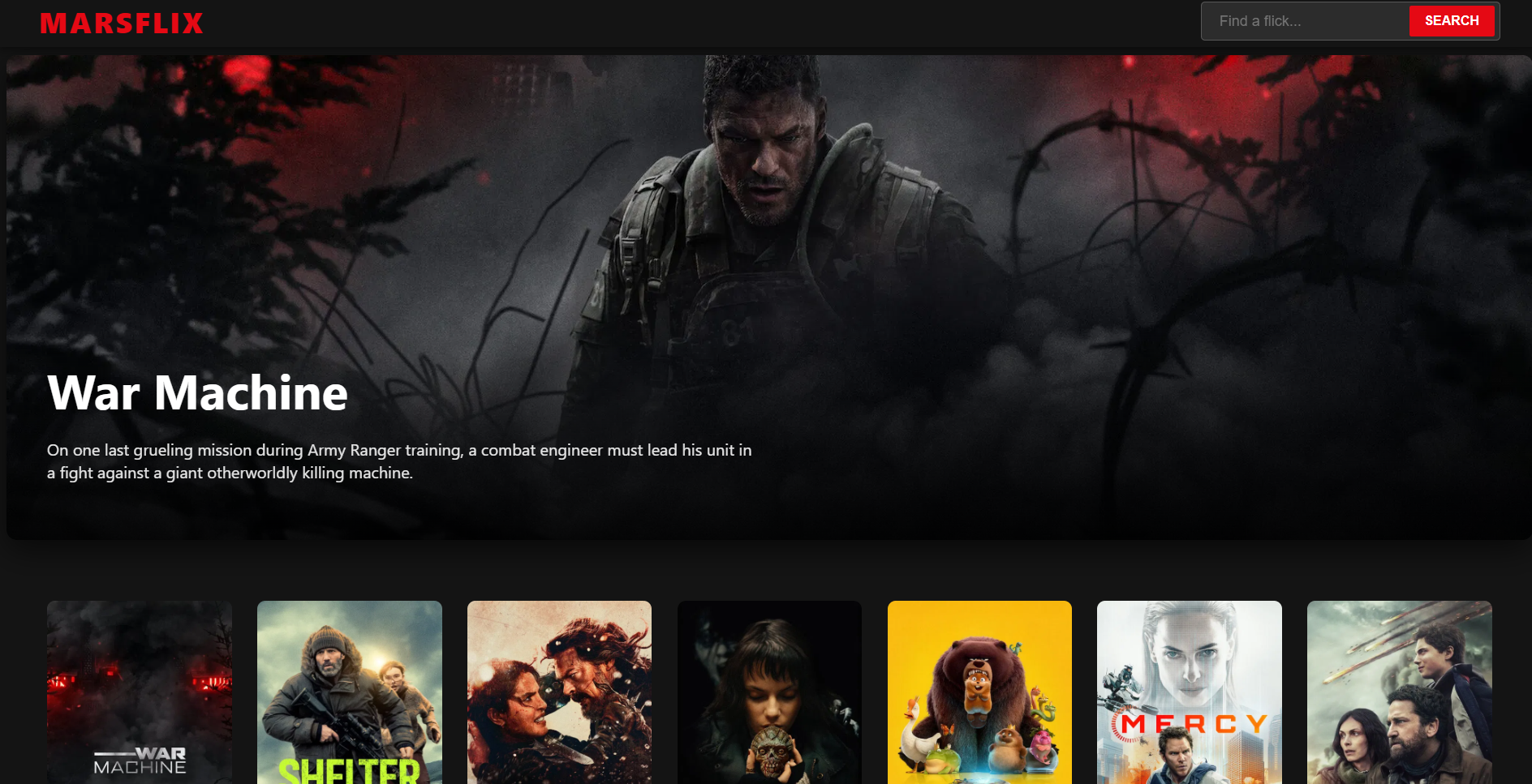 Marsflix streaming application interface