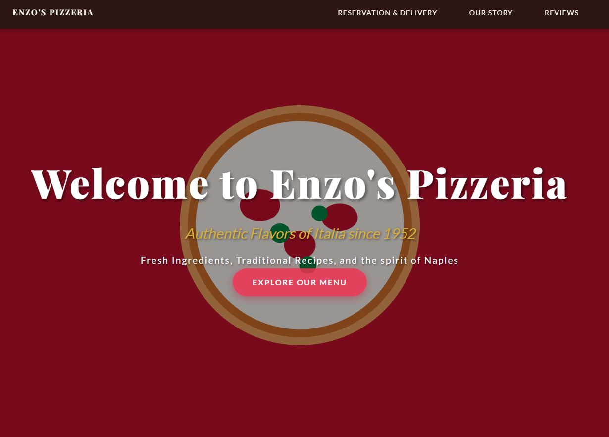 Modern Italian pizzeria interface